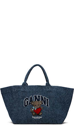 Navy XXL Bear Tweed Denim Shopper Tote