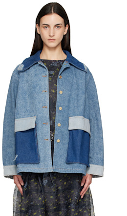Blue Patchwork Denim Jacket