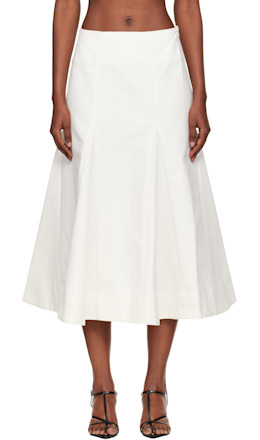 Off-White Sculptural Cotton Midi Skirt - Róhe