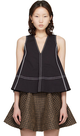 Black Cotton A-line Top - GANNI