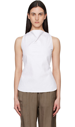 White Open Back Crushed Cotton Top