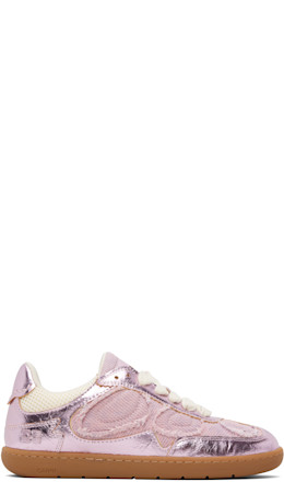 Pink Crinkle Metallic Sneakers - GANNI