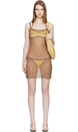 Tan Polka Midi Dress - Fruity Booty