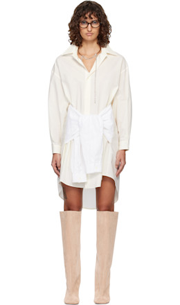 Off-White Multi Wear Cotton Poplin Minidress - MM6 Maison Margiela