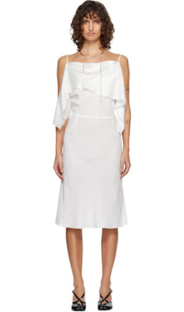 Off-White Folded Jacquard Slip Midi Dress - MM6 Maison Margiela