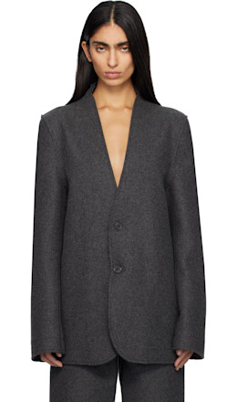 Gray Base Classic Single Breast Blazer - MARIE ADAM-LEENAERDT