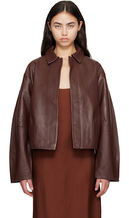 Brown Cocoon Leather Jacket - St. Agni