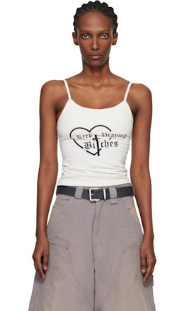 Off-White 'Keep Praying Bitches' Cholita Camisole - WILLY CHAVARRIA
