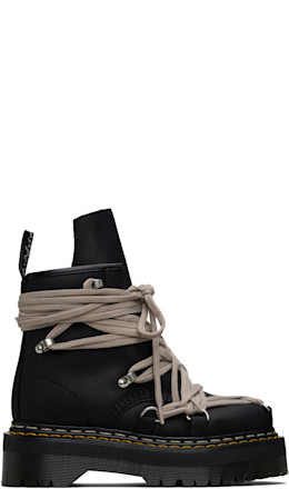 Black Dr. Martens Edition 1460 Quad Sole Megalace Boots Black Dr. Martens Edition 1460 Quad Sole Megalace Boots