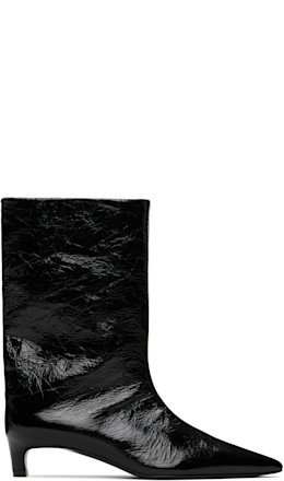 Black Crinkled Calfskin Boots - Jil Sander