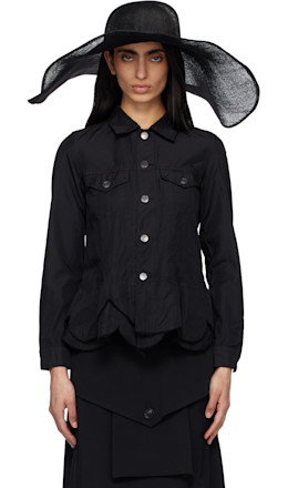 Black Sinamay Cloth Natural Straw Hat - Junya Watanabe