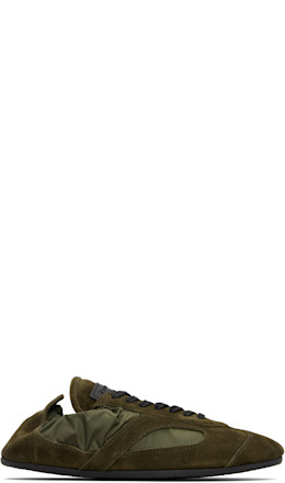Khaki Nylon & Calfsuede Soft Track Sneakers - Proenza Schouler