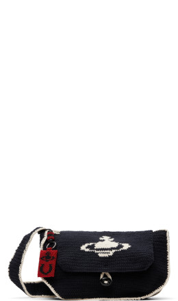 Black Cotton Yarn Lucky Halfmoon Crochet Bag Black Cotton Yarn Lucky Halfmoon Crochet Bag