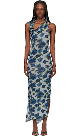 Navy Flower Midi Dress - Coperni