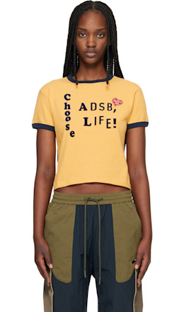 Yellow 'Adsb' Flocking Baby Ringer T-shirt - Andersson Bell