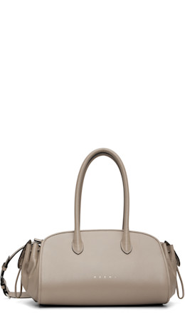 Taupe Leather Tulipea Small Top-Handle Bag - Marni