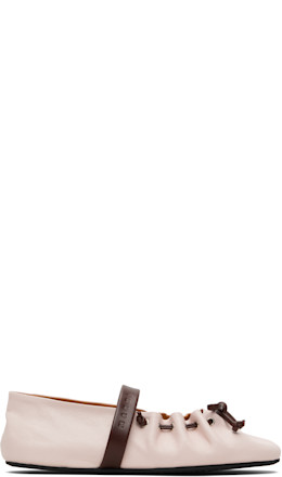 Pink Leather Mary Jane Soft Ballerina Flats - Marni