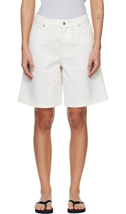 White Denim Shorts - Maison Kitsuné