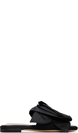 Black Pressed Rosette Slides - Simone Rocha
