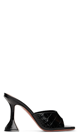 Black Lupita Slipper 95 Heeled Sandals - Amina Muaddi