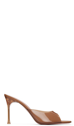 Brown Alexa Glass Slipper 95 Heeled Sandals - Amina Muaddi