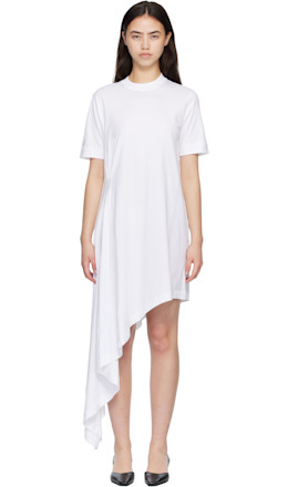 White IGARI Asymmetric T-shirt Midi Dress - Loulou de Saison