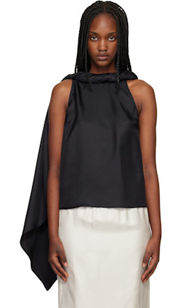 Black Wilma Twisted Collar Blouse - Loulou de Saison