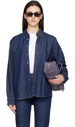 Blue Denim Cotton Ami de Coeur Shirt - AMI Paris