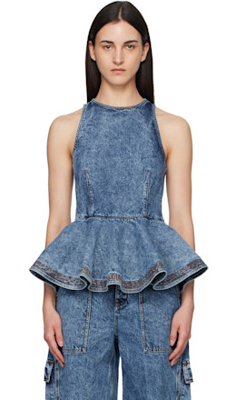 Blue Peplum Denim Top