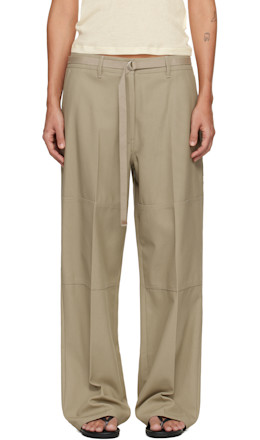 Beige Twill Paneled Trousers - LE17SEPTEMBRE