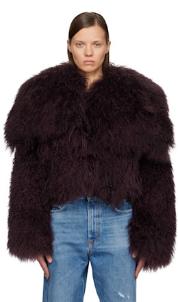 Burgundy Shearling Bomber Jacket - The Attico