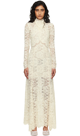 Off-White Lace Cut-Out Maxi Dress - Rabanne