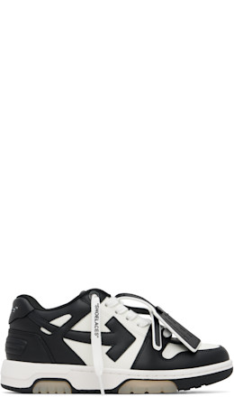 Black & White 'Out Of Office' Calf Leather Sneakers - Off-White