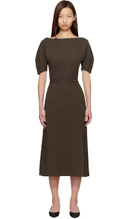 Brown Off Shoulder Midi Dress - LEMAIRE