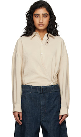 Beige Straight Collar Twisted Shirt - LEMAIRE