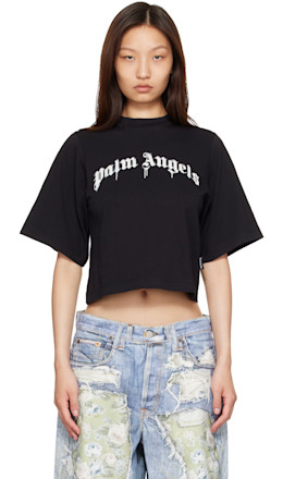 Black Dripping Curved Logo Boxy T-shirt