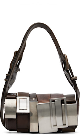 Brown Buckle Baguette Bag
