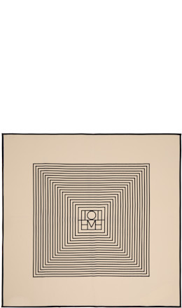 Beige Centered Monogram Silk Scarf - TOTEME