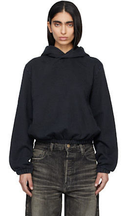 Black Sunfaded Classic Half Raglan Fleece Hoodie - Fear of God