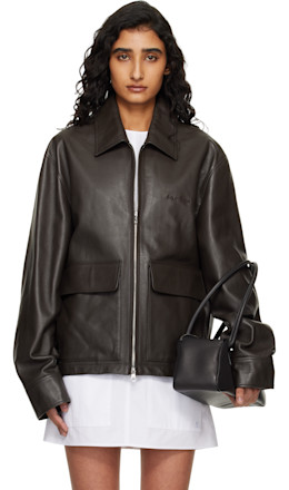 Brown 2-Pocket Leather Jacket - Courrèges