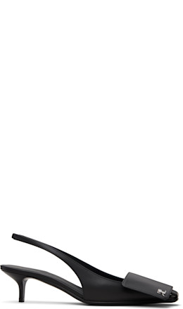 Black Fold Leather Slingback Heels - Courrèges