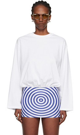 White Mix Jersey Long Sleeves Bodysuit - Jean Paul Gaultier