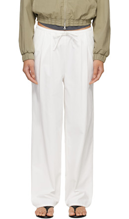 White Lazy Cotton Drawstring Lounge Pants - Nothing Written