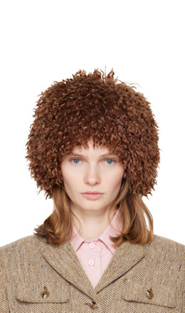 SSENSE Exclusive Brown Faux Fur Beanie SSENSE Exclusive Brown Faux Fur Beanie