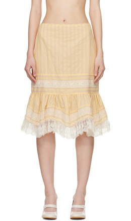 Yellow Ruffle Lace Midi Skirt - Anna Sui