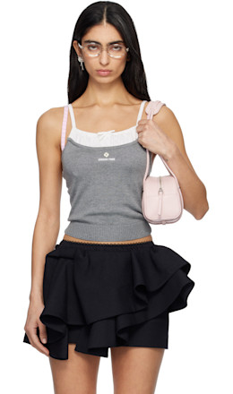 Gray Patchwork Knit Sling Camisole