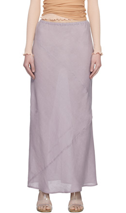 Purple Fine Linen Larva Maxi Skirt