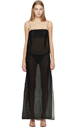Black Sheer Cami Maxi Dress - Matteau