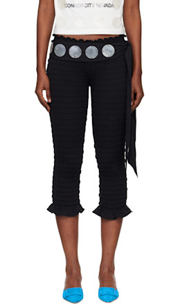 Black 'The Shirred Capri' Trousers - Conner Ives