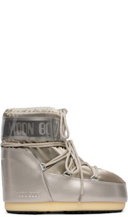 Silver Icon Low Glance Satin Boots - Moon Boot
